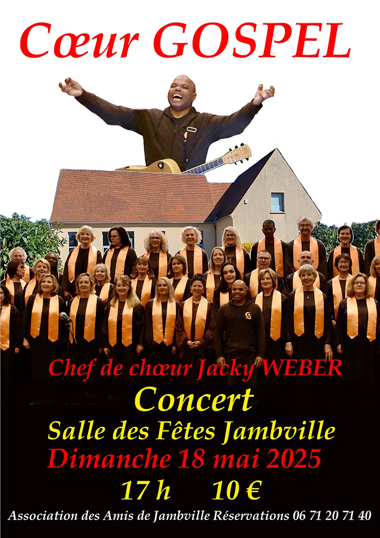 affiche gospel 18 mai à la salle des fêtes de Jambville